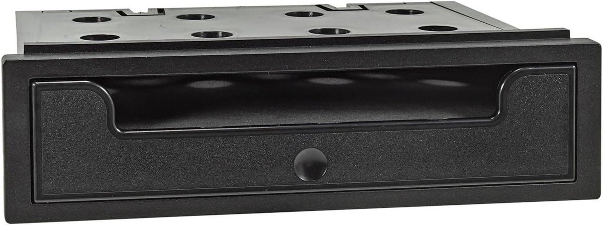 Opbergvak Auto - Opbergvak Dashboard - Radio Inbouwen - Met Uitklapbare Klep - 188 x 51 x 130 mm - Zwart