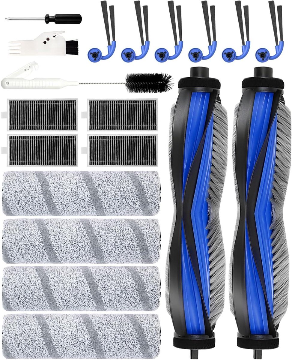 Reserveonderdelen Stofzuiger - Robotstofzuiger Accessoires - Stofzuiger Onderhoud - Klitvrije Hoofdborstel - 19 Delig - Wit