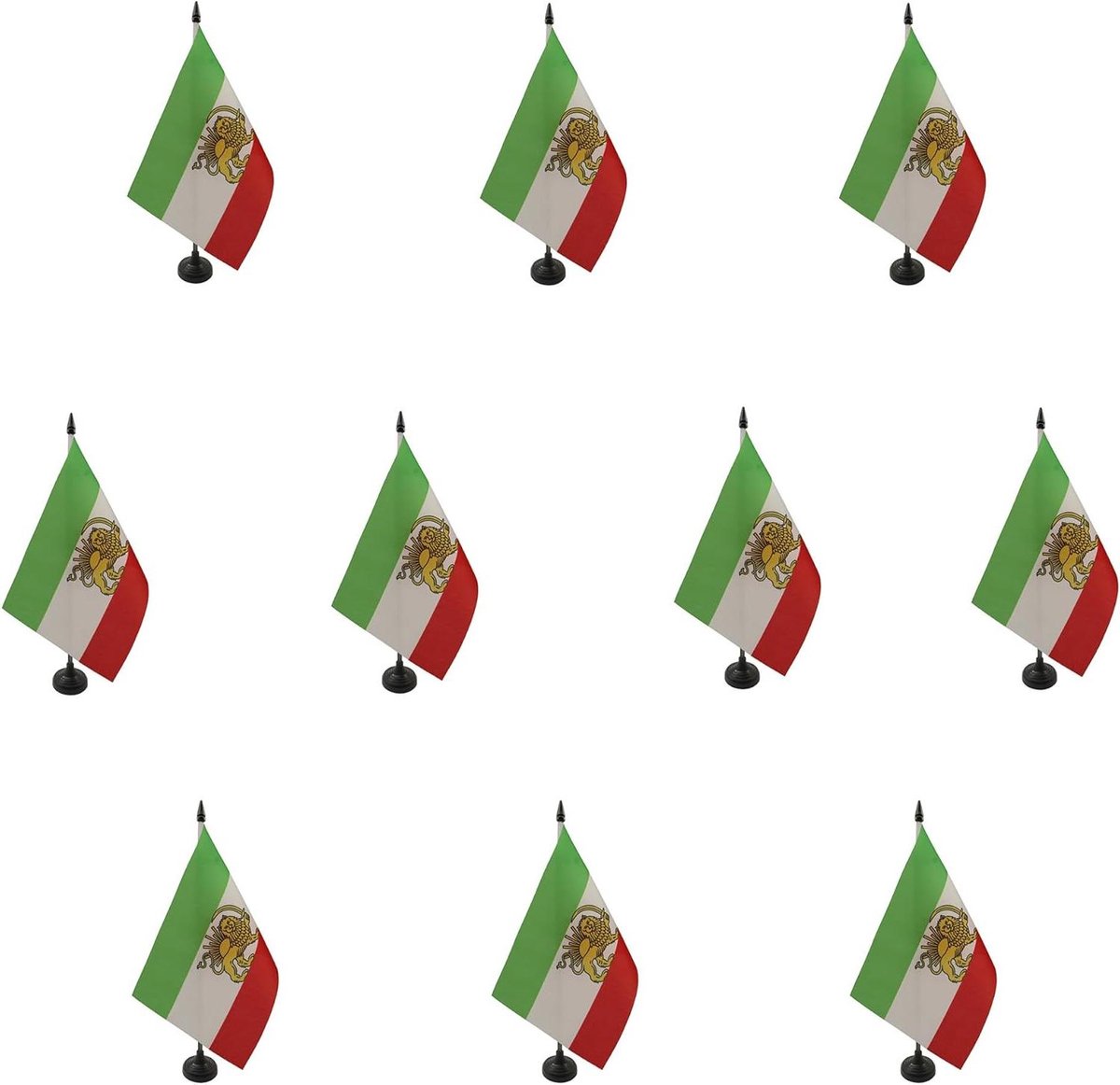Tafelvlaggen Set - Kleine Bureauvlaggen - Bureau Decoratie - 100% Polyester Stof - 21 x 14 cm - Iran Oud Perzië
