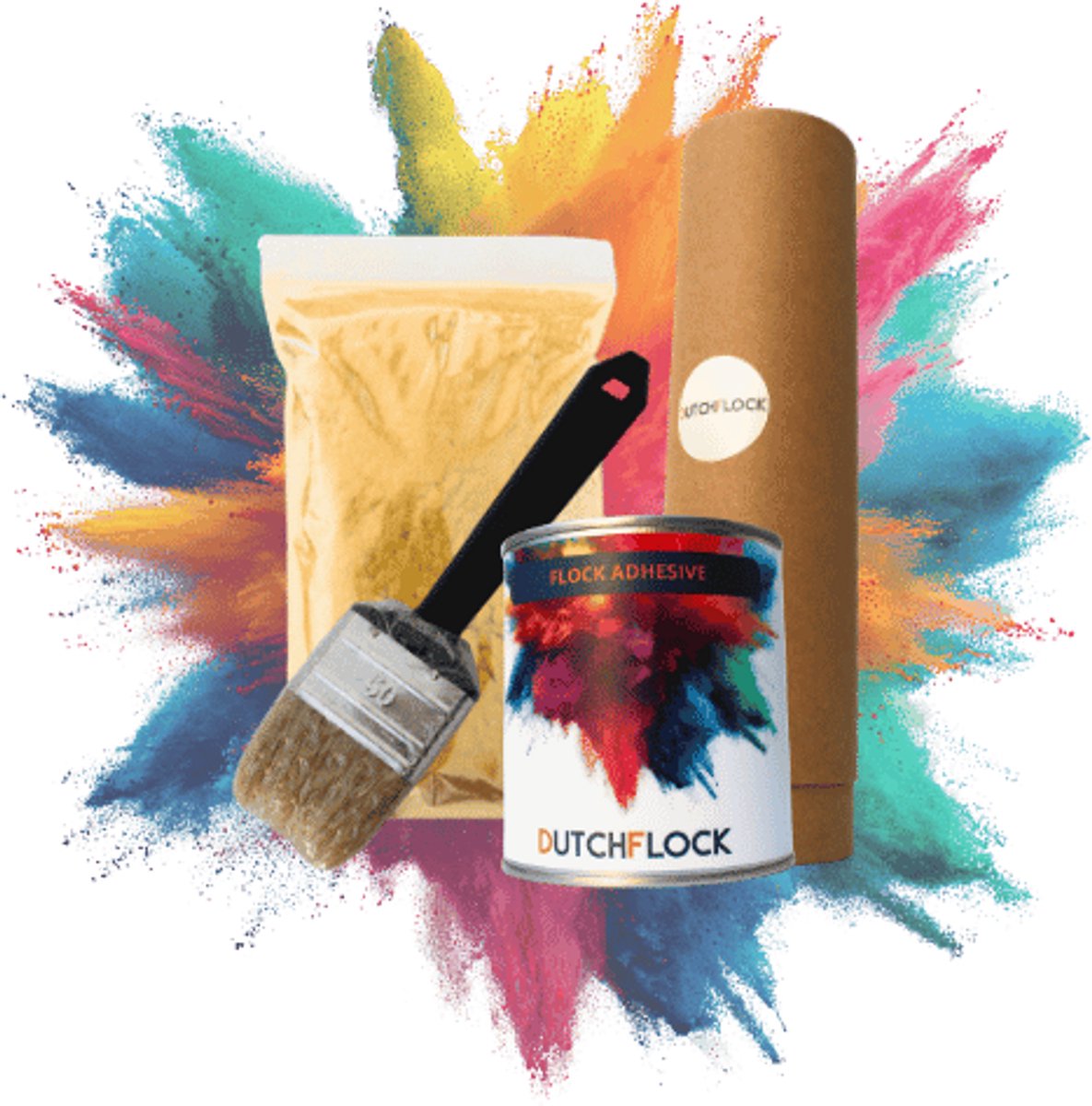 Flocking Kit Curry Xtra Large | 600gr. flocking poeder - 750ml flock lijm - applicator - kwast