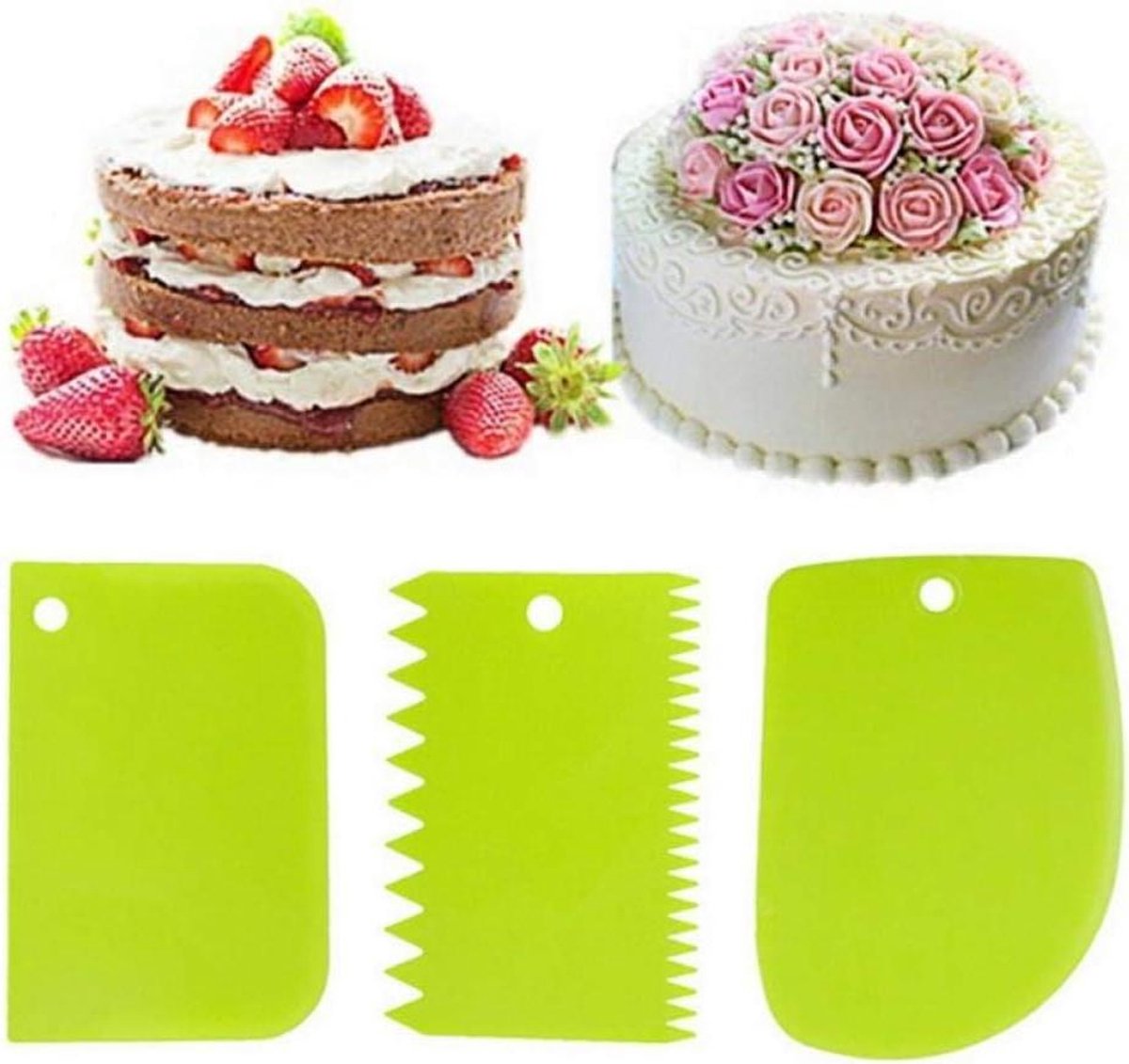 Plastic Deegschrapers - Cake Spatels - Taart Decoreren - Vaatwasmachinebestendig - 3 stuks - Wit