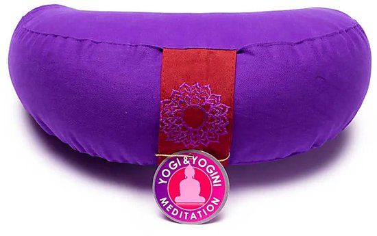Meditatiekussen violet 7chakra halve maan - 33x13 - Boekweit - Katoen - 1300 - Violet van Yogi & Yogini — afbeelding 3
