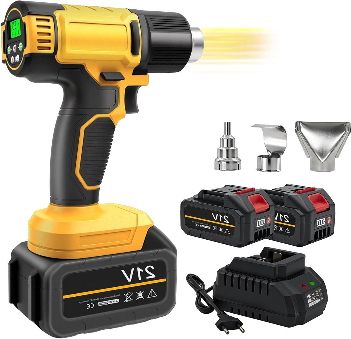 Heteluchtpistool LCD - Hitteföhn Warmeluchtblazer - Verf Verwijderen - Digitaal Instelbaar - 18 kg - Zwart