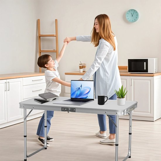 Innovastore Campingtafel - Buitentafel - Picknicktafel - Inklapbare tafel - Tafel - Hoogte verstelbaar - 120x60 cm - Wit — afbeelding 2