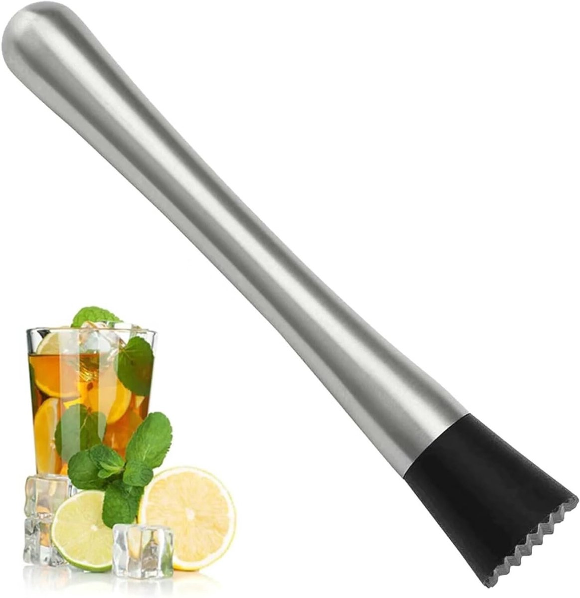Professionele Cocktail Muddler van RVS, Perfecte Bartool voor Maken van Cocktails, Drankjes en Mixen met IJs