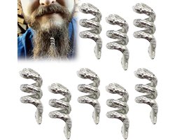 Viking Baardkralen - Baardsieraden Mannen - Baard Stylen - Verstelbare Clips - 8 Delig - Zwart