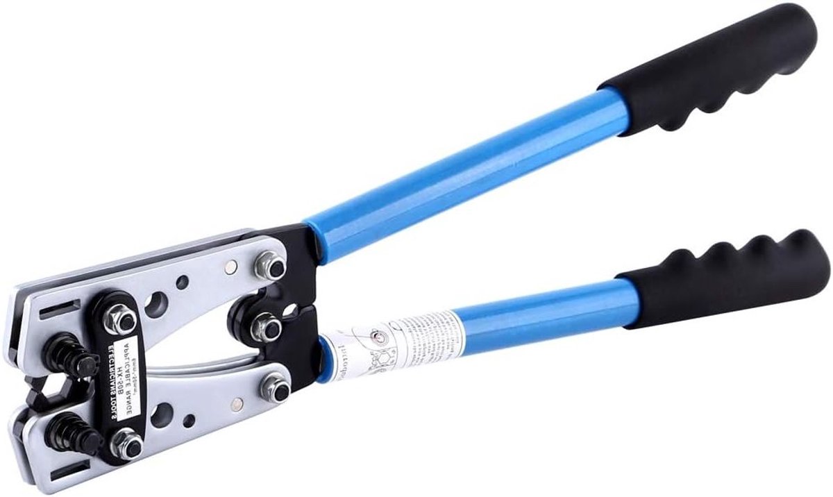 Professionele Crimping Pliers voor Kabels, 6-50 mm², Carbon Staal met Antislip Handvatten en Zelfvergrendelingsmechanisme voor Kabelschoentjes en Verbindingen