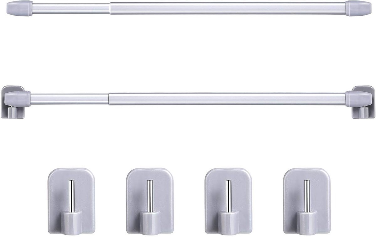 Verstelbare Plastic Gordijnstangen 15.7-27.5 Inch - Zelfklevende Tension Stangen voor Raam en Badkamer, Perfect voor Thuis en Hotelgebruik