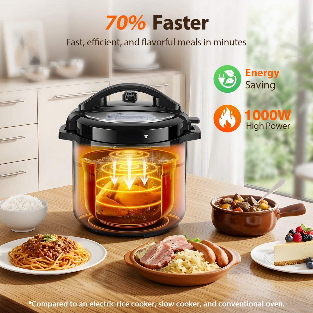 Aigostar Derrick Black - Pressure Multicooker - 6 Liter - Snelkookpan - Slow Cooker - Rijstkoker - Stomer - Zwart – foto 2
