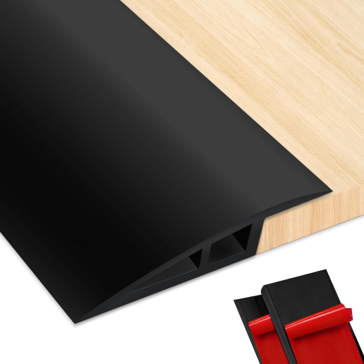 Vinyl vloer overgangsstrip - Drempelhelling randstrip - Verbeteren toegankelijkheid - Zelfklevend sterk hechtend - 6.0 Meter - Zwart