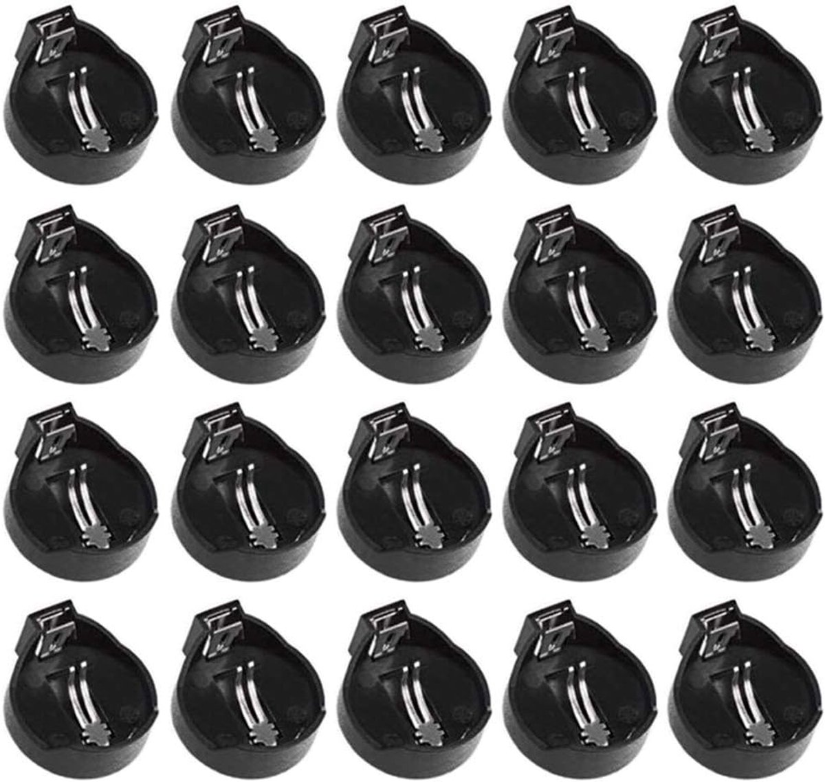 CR2032 CR2025 Button Cell Battery Houder voor 3V Knopbatterij - Zwart - 20 Stuks - Batterijaccessoires
