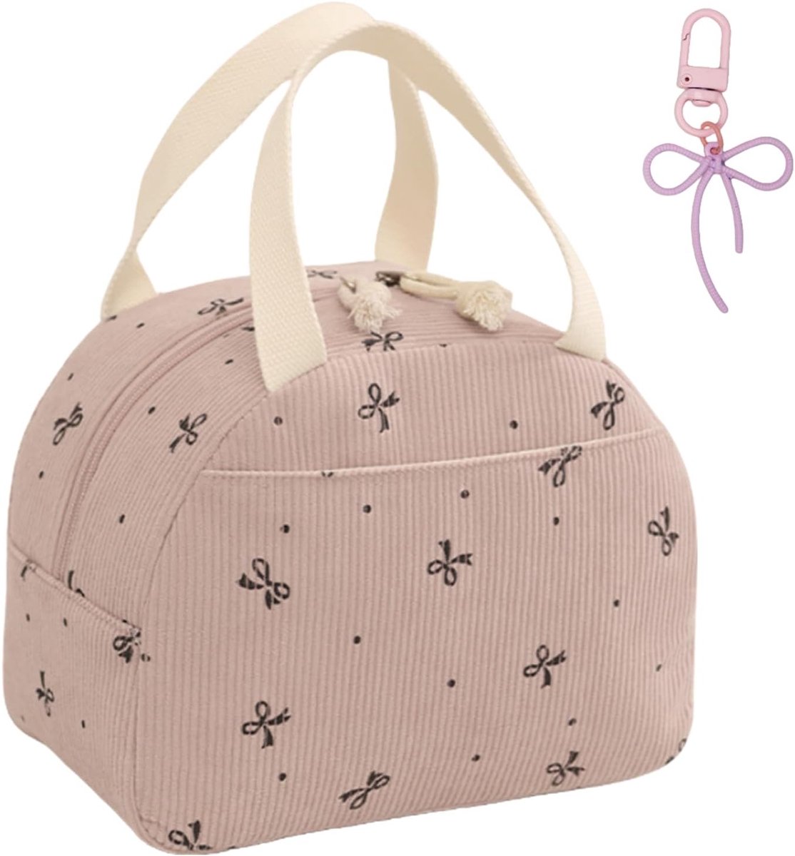 Insulated Lunch Bag met Strik voor Meisjes - Schattige Herbruikbare Lunchtas met Sleutelhangers - Geleverd Lunchdoos voor School, Werk, Reizen, Picknick, Draagbare Lunchboxen