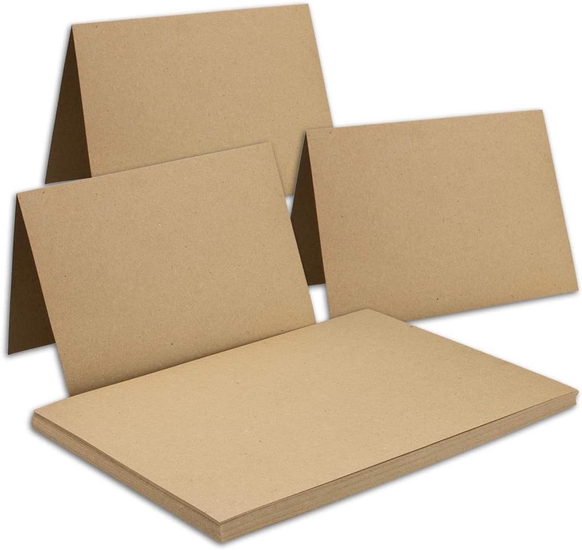 Knutselkaarten Dubbel - Wenskaarten Kraftpapier - Kaarten Maken - Gerecycled Materiaal - DIN B6 25 Stuks - Zandbruin