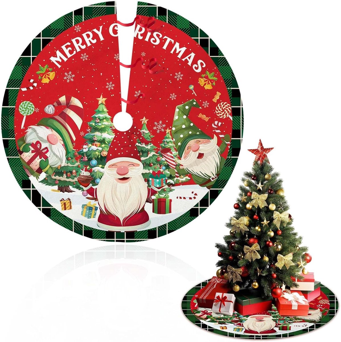 Mooie Ronde Rok voor Kerstboom - 90 cm - Schattige Kerstboom Tapijt - Ronde Basis Bedekking voor Kerstboom Decoratie - Kleur-A