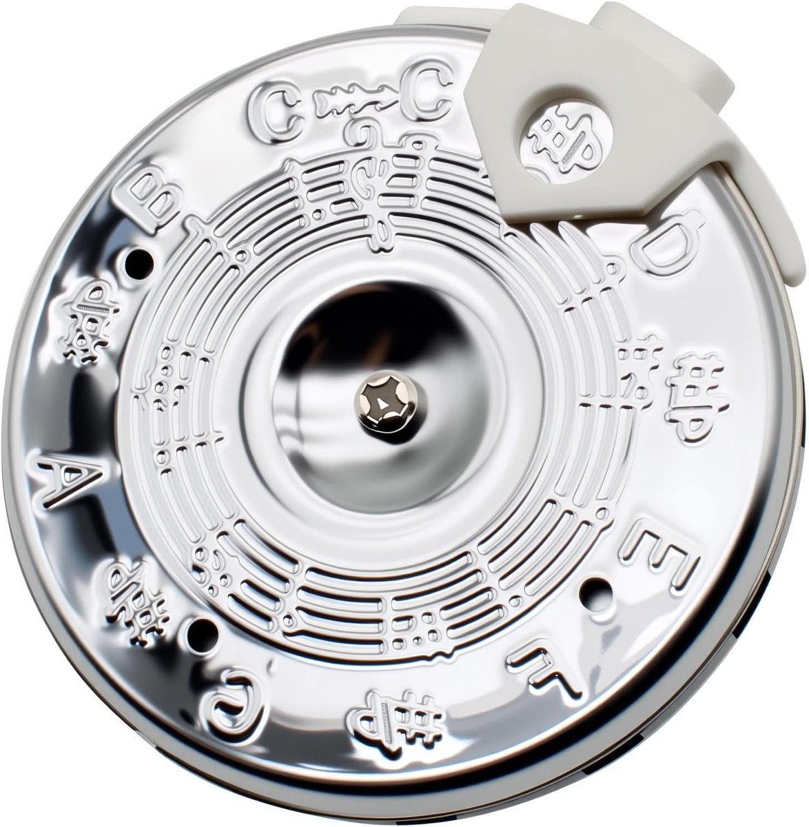 Stemapparaat 13 Toon - Pitch Pipe - Muziek Stemmen - Verchroomde Schaal - 6.5cm - Zwart