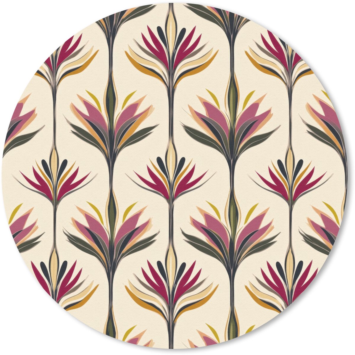 Muismat rond 40x40 cm - Mousepad Waaier - Motief - Kleurrijk - Ronde muismatten