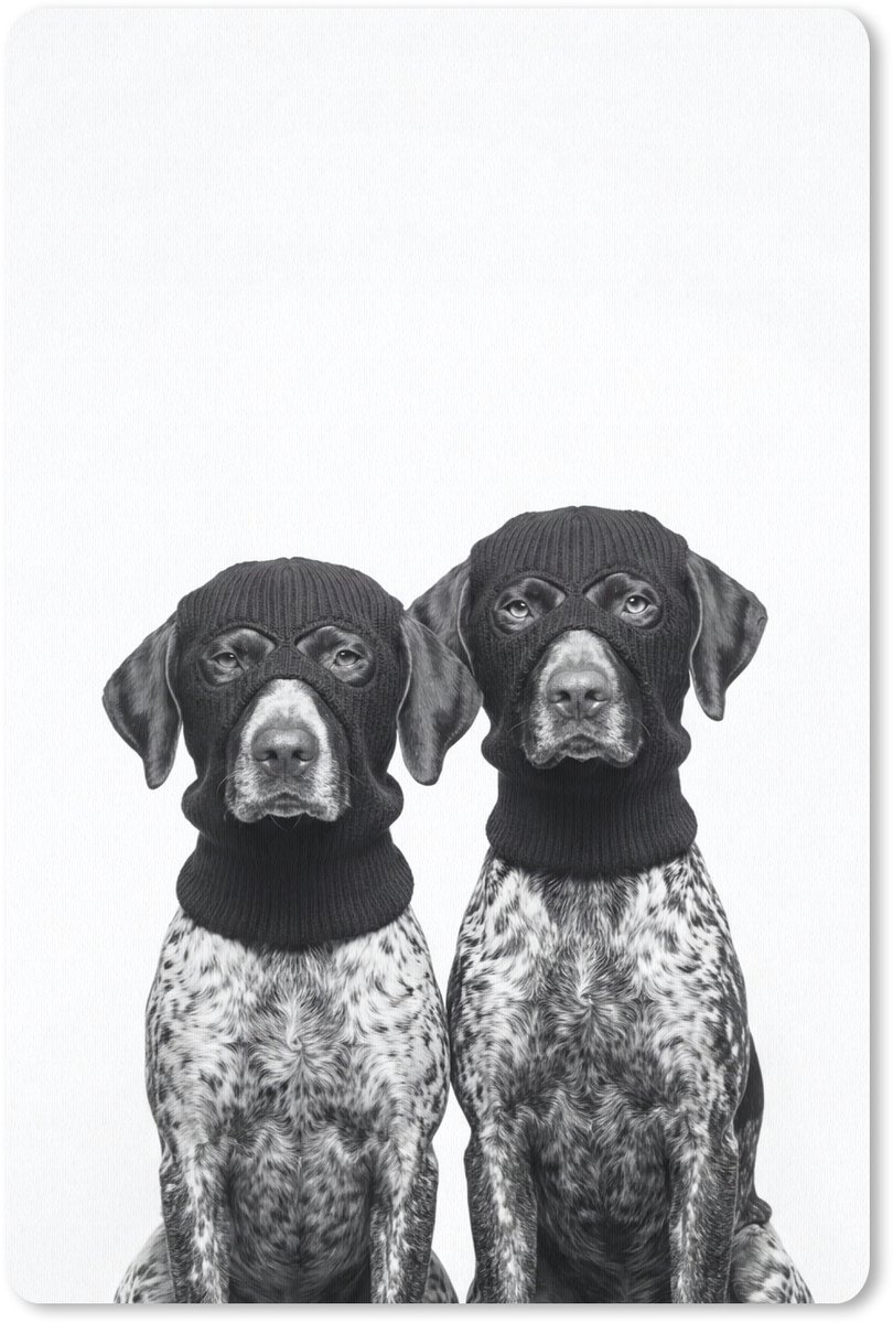 Muismat 13x20 cm - Mousepad Honden - Bivakmuts - Zwart - wit - Muismatten