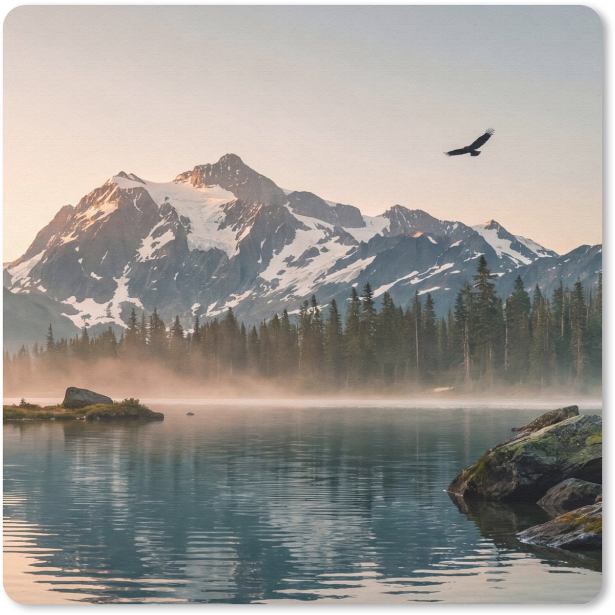 Muismat 20x20 cm - Mousepad Bergen - Water - Bomen - Muismatten