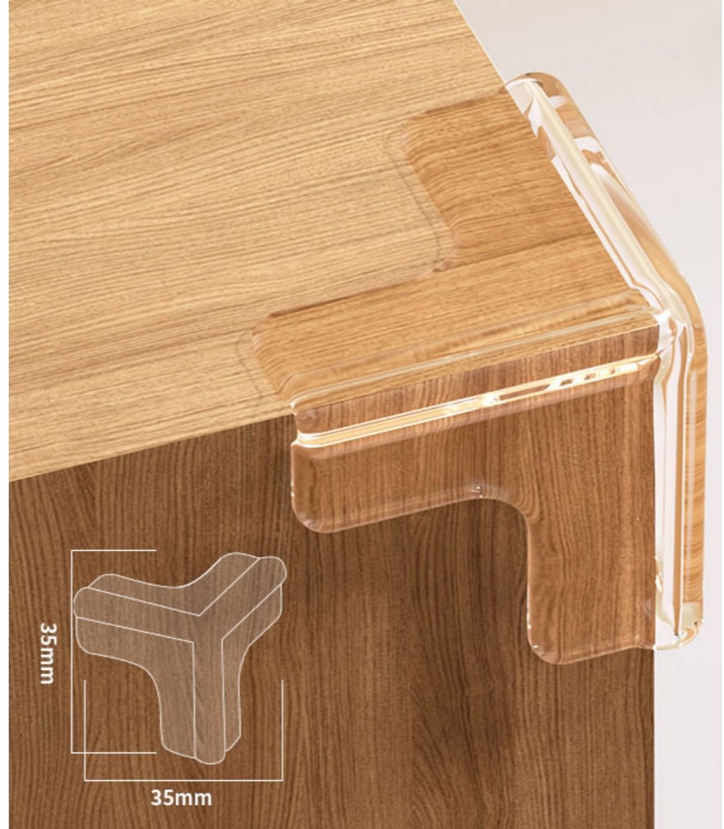12 stuks - Transparante hoekbeschermers - Babyveilige randbeschermers - Doorzichtige rubberen stootkussens - voor meubels, tafels, vensterbanken en aanrechtbladen - T-vormig - 35×35mm – foto 2