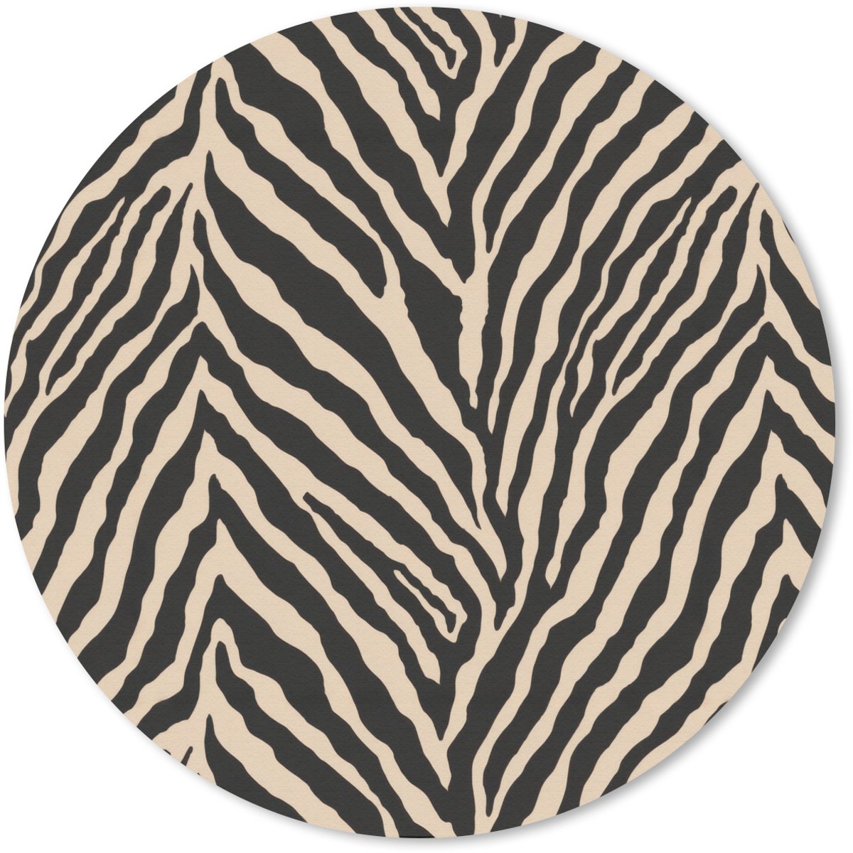 Muismat rond 30x30 cm - Mousepad Zebra - Klassiek - Zwart - Ronde muismatten