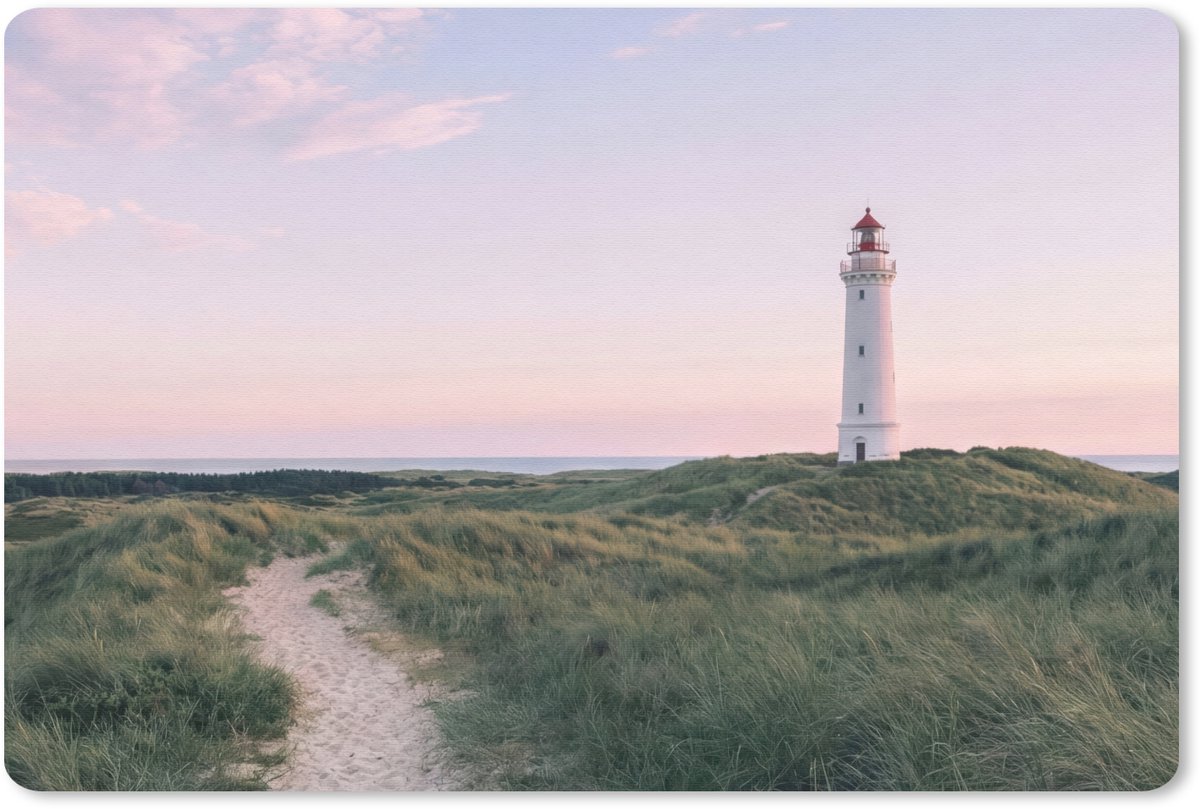 Muismat 13x8 cm - Mousepad Vuurtoren - Duinlandschap - Zee - Muismatten