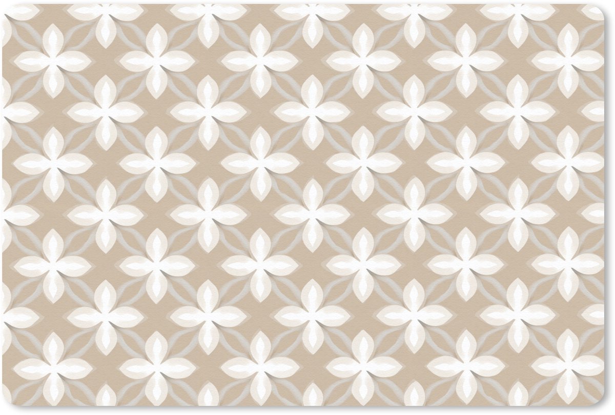 Muismat 13x8 cm - Mousepad Patroon - Symmetrisch - Beige - Muismatten
