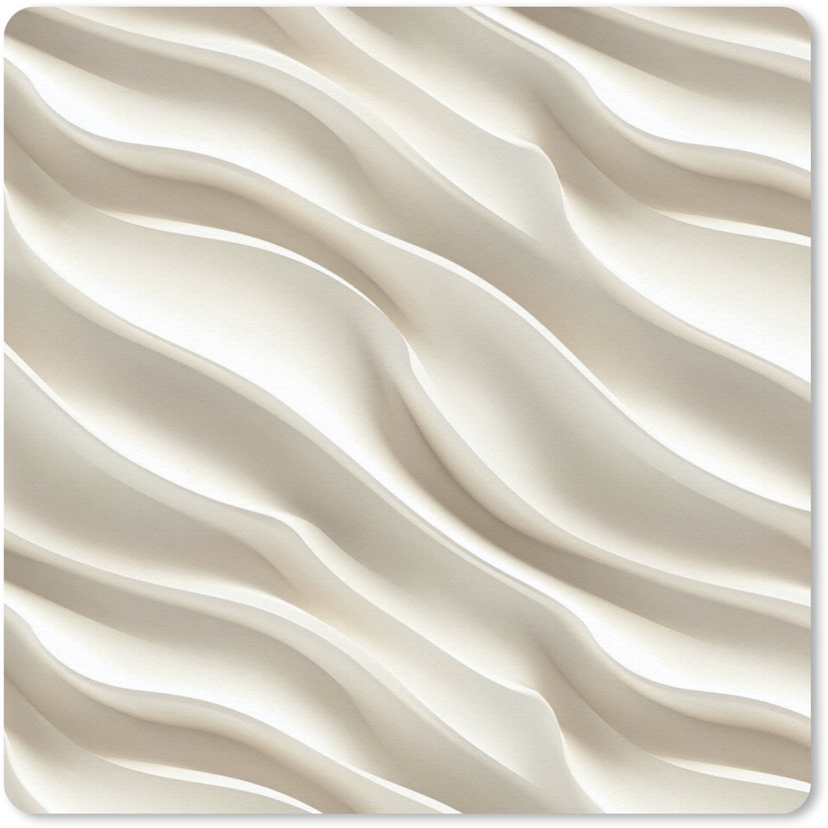 Muismat 30x30 cm - Mousepad Diagonaal - Golven - Crème - Muismatten