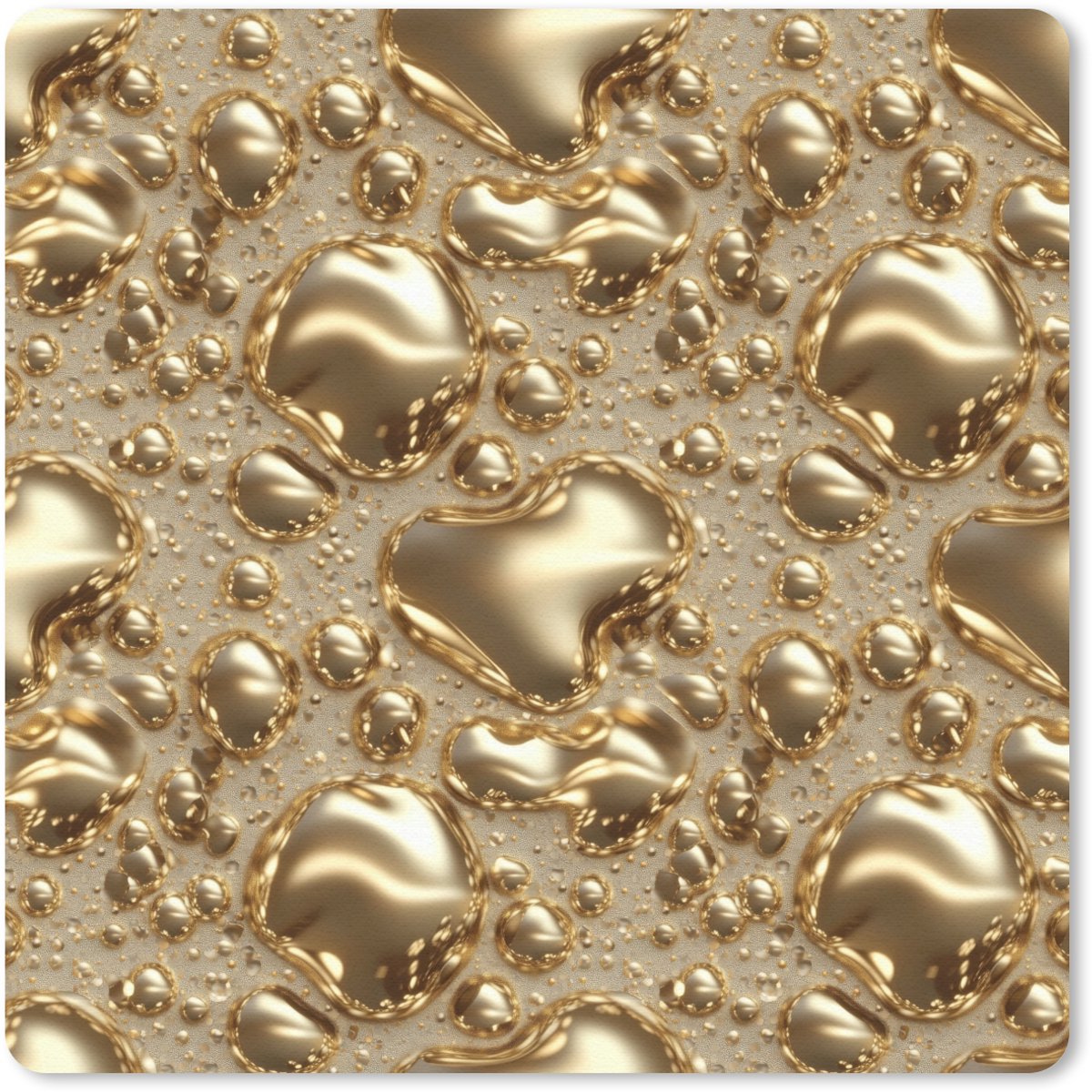 Muismat 20x20 cm - Mousepad Druppels - Organisch - Goud - Muismatten