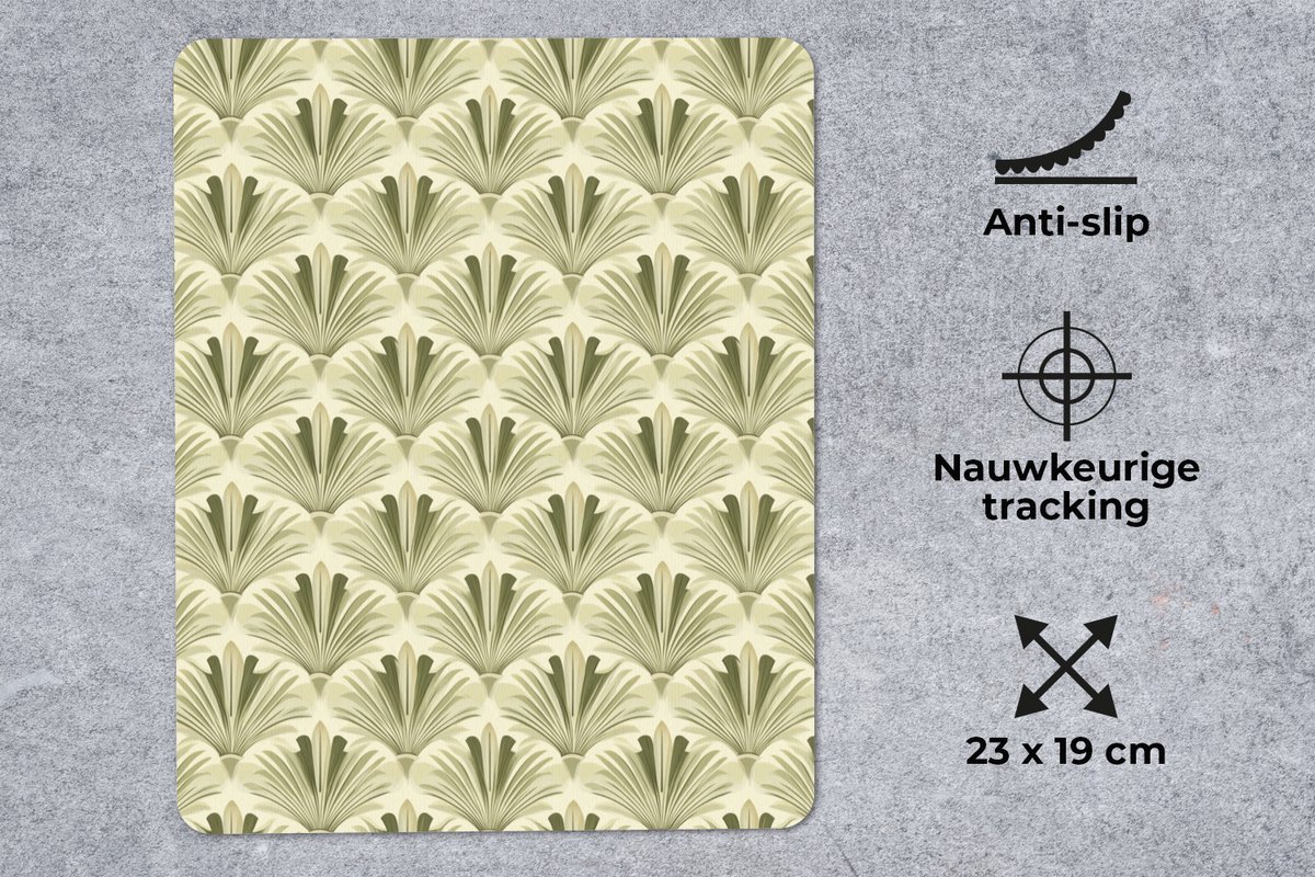 Muismat 12x16 cm - Mousepad Klassiek - Waaier - Groen - Muismatten