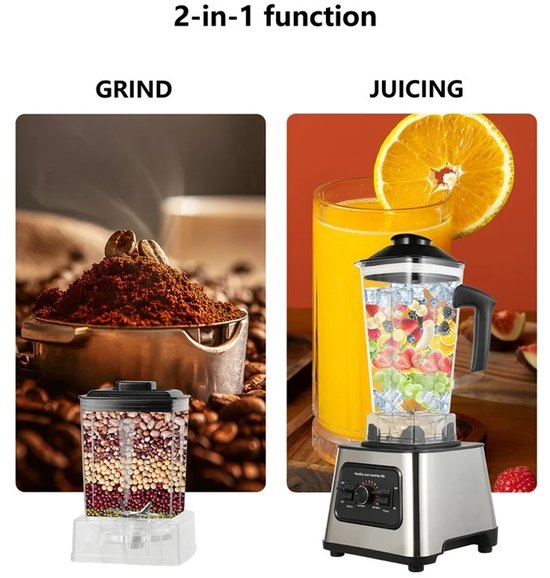 Linkforu - Krachtige Blender - Mixer - Juicer- Smoothie Maker - 2,5 Liter Reservoir - Keukenmachine - 6000 Watt - Zwart van Merkloos — afbeelding 3