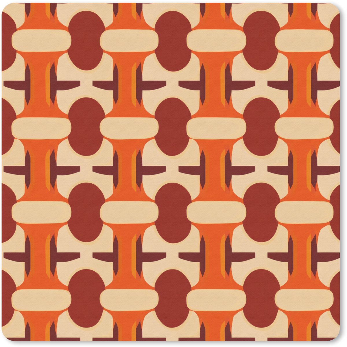 Muismat 30x30 cm - Mousepad Geometrisch - Retro - Oranje - Muismatten