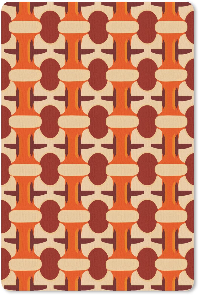 Muismat 13x20 cm - Mousepad Geometrisch - Retro - Oranje - Muismatten