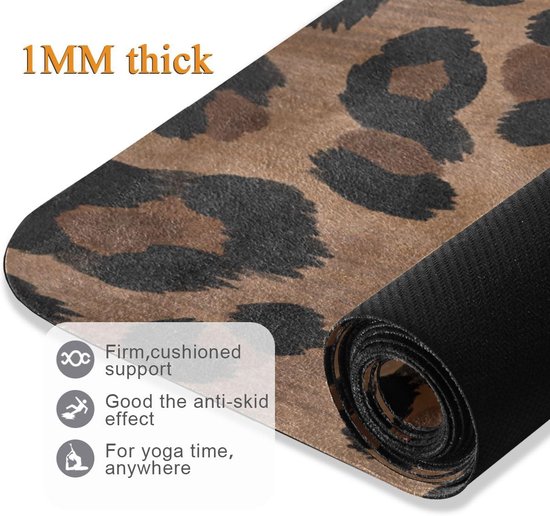 Yoga Mat - Fitness Mat Oefenmat - Hot Yoga Beoefenen - Natuurlijk Rubber Antislip - 180x66 cm - Luipaard Print — afbeelding 5