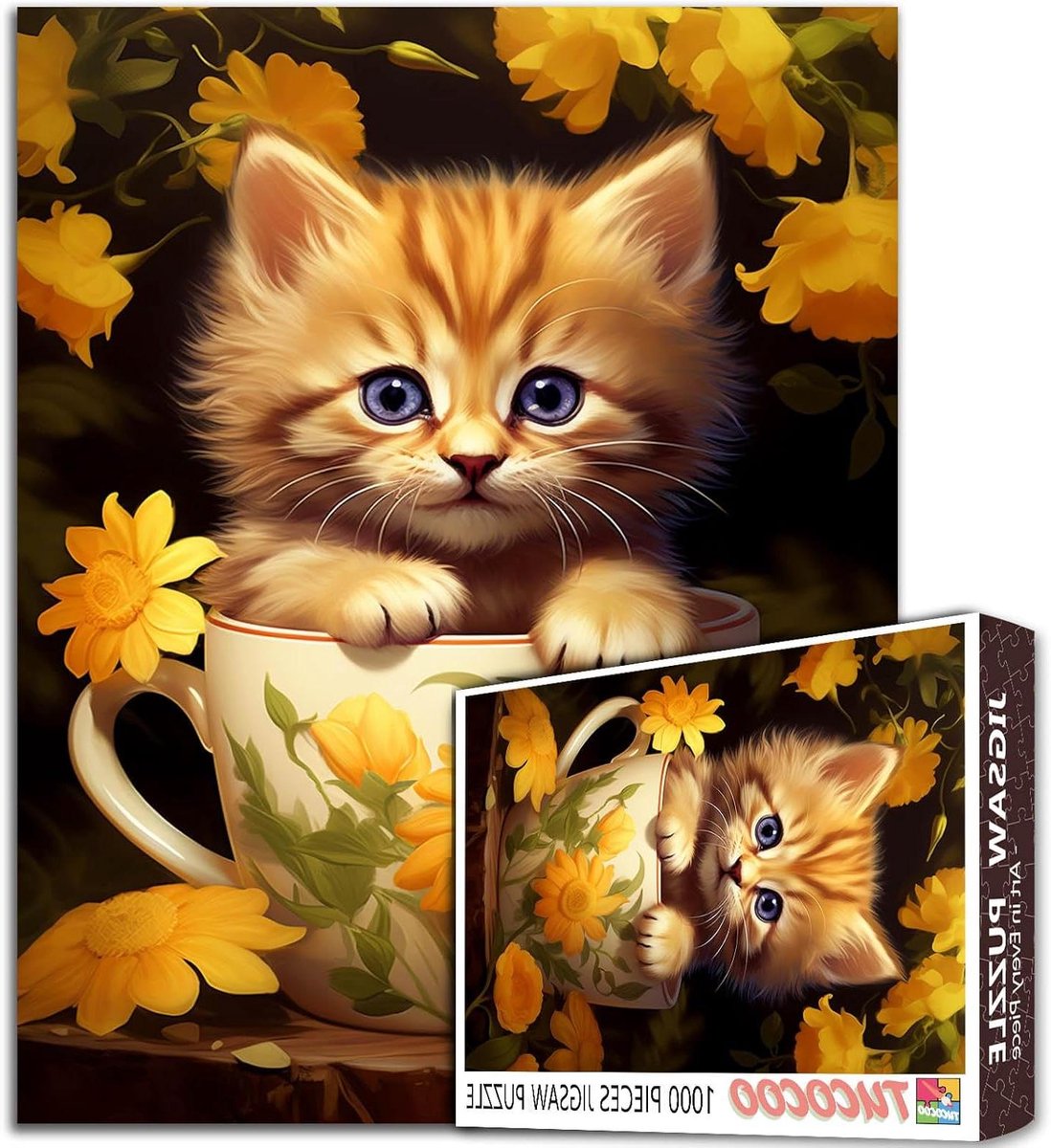 Legpuzzels 1000 stukjes - Puzzel Volwassenen Kitten - Ontspannende Gezinsactiviteit - HD Print Poster Inclusief - 70 x 50 cm