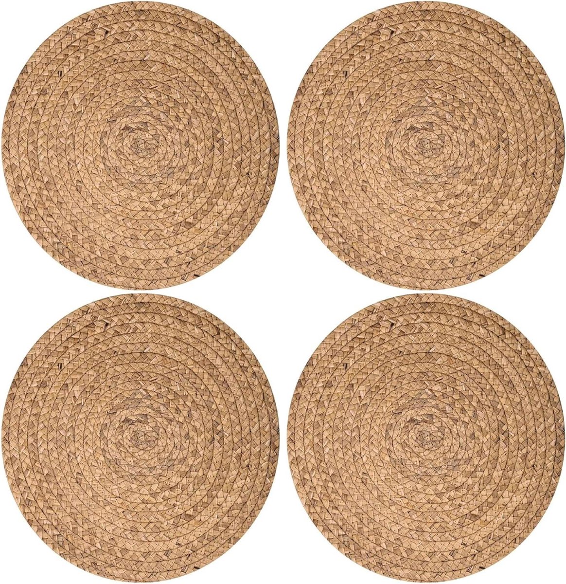 Ronde Placemats - Tafelmatten Papyrus - Tafel Beschermen - Handgeweven Natuurlijk - 25 cm - Kaki