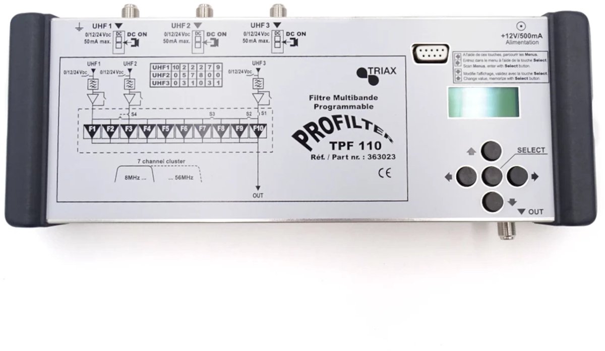 TRIAX TPF 110 - Pasyvny Filtr - Programowalny - 3 Wejścia - UHF