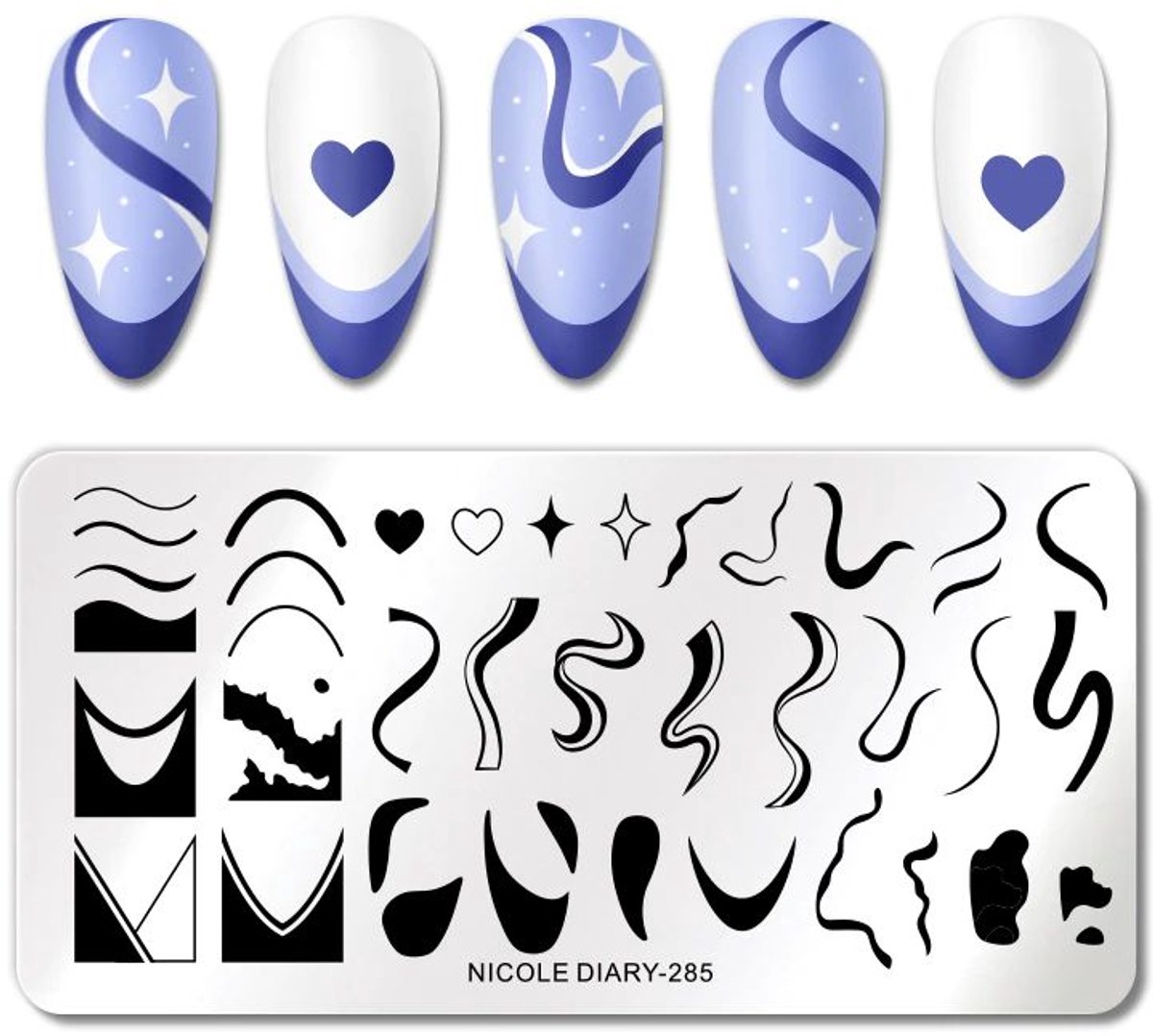 Frezarkowo Nicole Diary-285 - Nail Art Stempelplaat - French - Strepen - Patronen