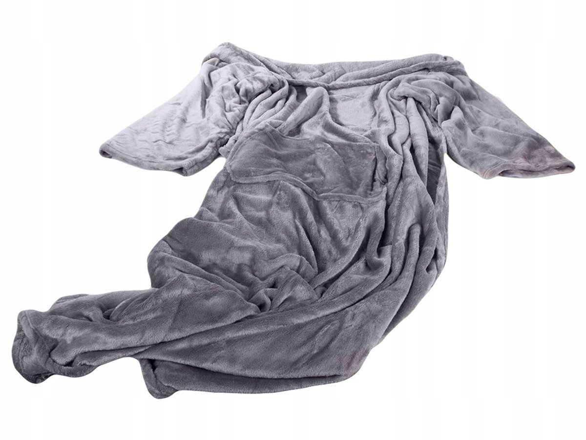 Fleece noony - Fleece - plaid - grijs - badjas - plaid met mouwen — cadeau in Wonen & Interieur - foto 6