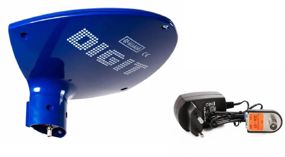 Telkom-Telmor DIGIT Activa - UHF Antenne - Blauw - Met Voorversterker - ABS Behuizing