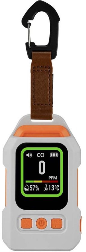 Draagbare koolmonoxidemelder: CO-meter met magnetische houder, LED-licht en temperatuur-/vochtigheidsweergave