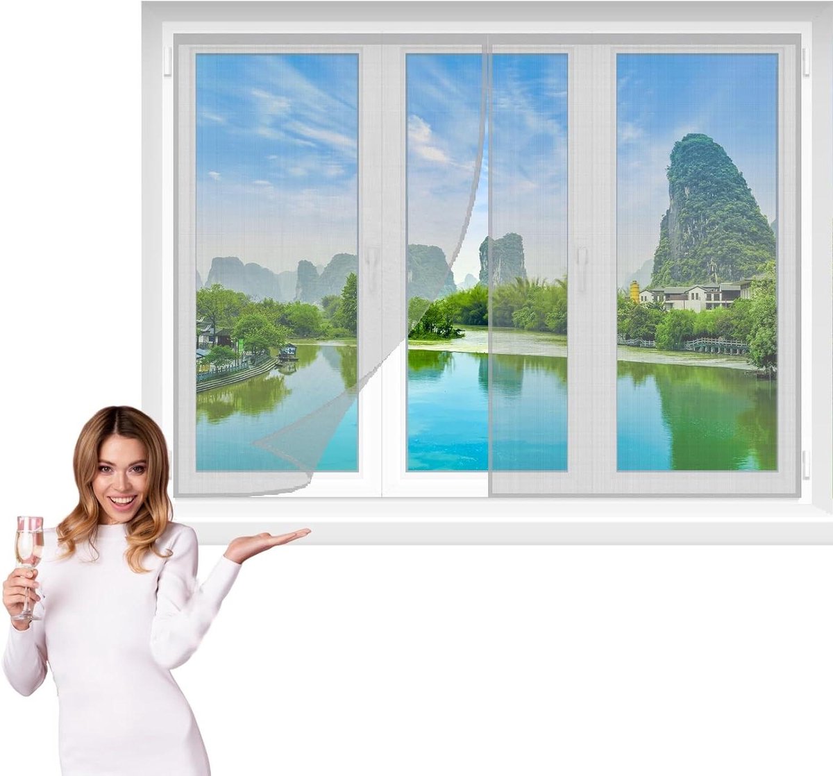 Magnetische Hor Deur - Vliegendeur Hor - Insecten Buiten Houden - Automatisch Sluitend - 120x210cm - Grijs