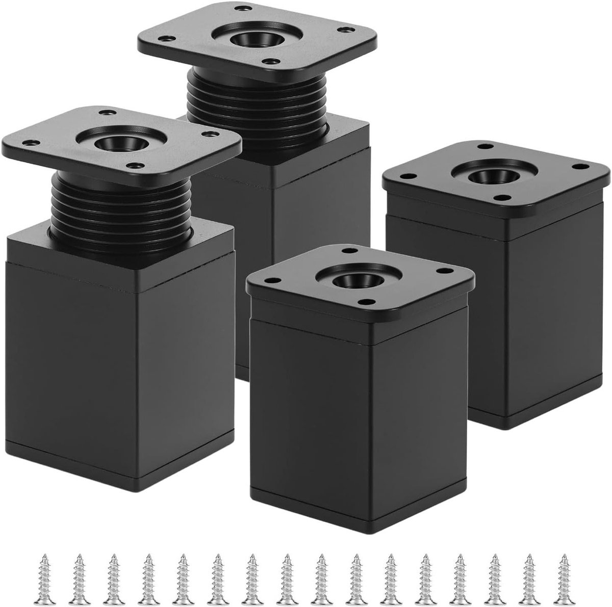 Meubelpoten Set - Kastpoten Tafelpoten - Meubels Verhogen - Traploze Verstelling - 40x40x60mm - Zwart