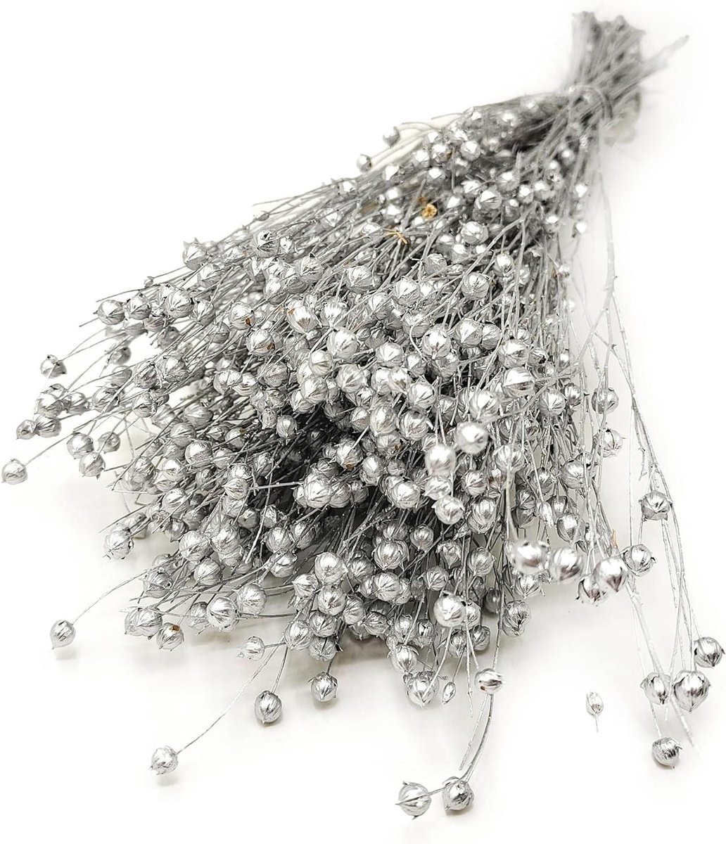 Gedroogd Gras - Siergras Vlas - Decoratie Binnen - Natuurlijk Duurzaam - 80 stuks - Zilver