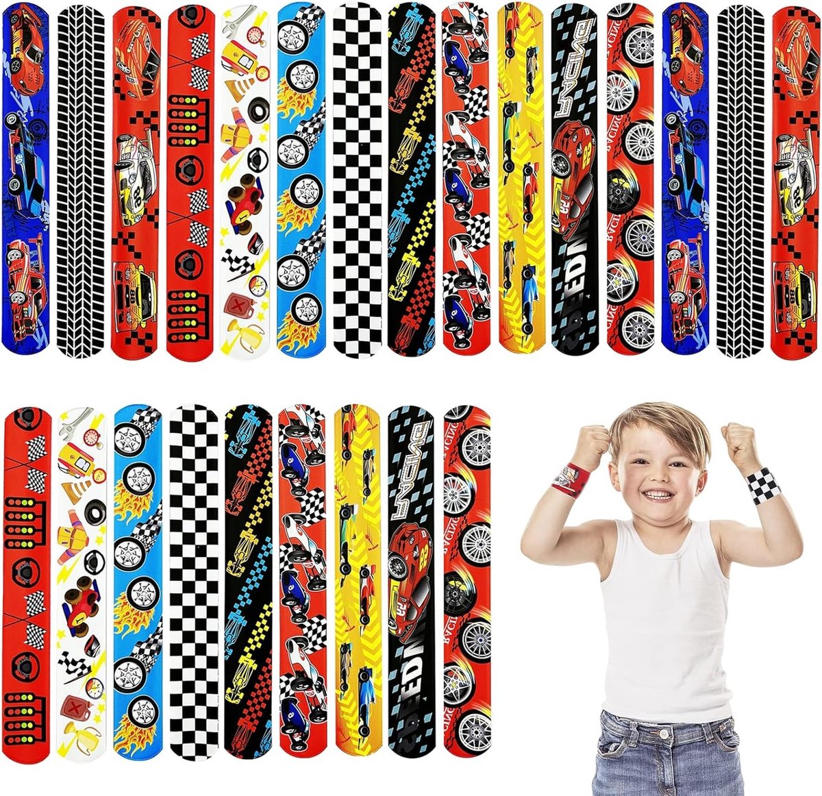 24 Stuks Snap Armbanden voor Kinderen - Verjaardagscadeaus voor Jongens en Meisjes - Slap Armbanden voor Feestjes en Kleine Cadeaus