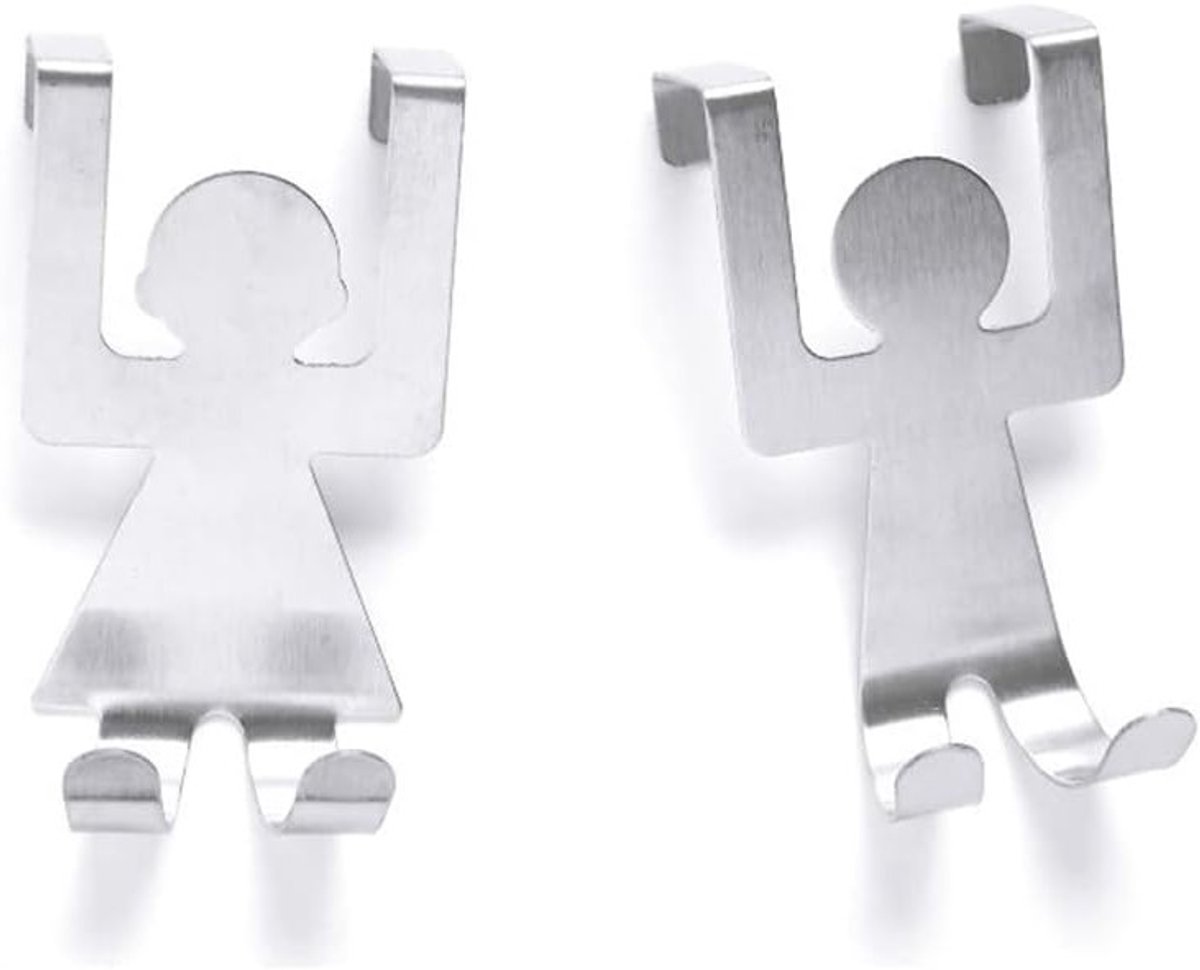 Schattige RVS Over-de-Deur Haken, 4 Stuks, Dubbele Haken voor Kastdeuren, Badkamer en Keuken Accessoires