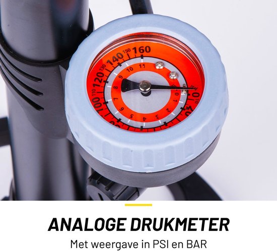 Dunlop Fietspomp met Drukmeter en Mini Fietspomp Set - Vloerpomp tot 180 PSI met Adapter - Compacte Handpomp voor Onderweg - Geschikt voor Presta Dunlop Schrader - Zwart van Dunlop — afbeelding 4