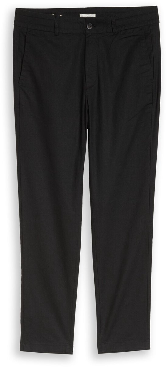 Tom Tailor Denim - TTTAPERED Relaxed chino broek met linnen - Maat XS - Black