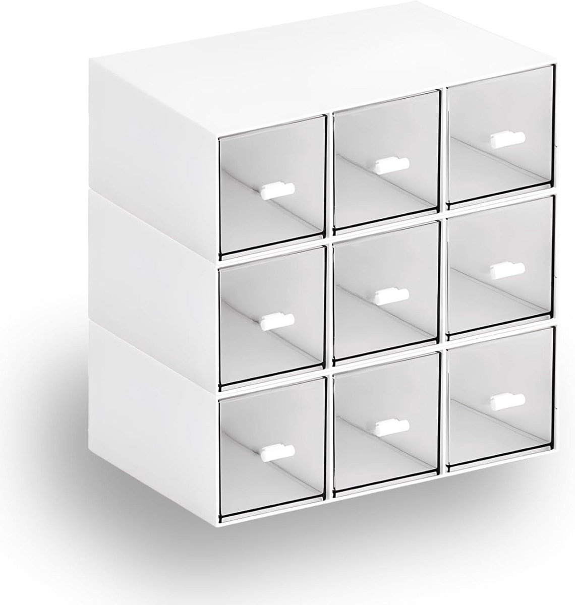 Bureau organizer met lades - Opbergdoos stapelbaar - Bureau opruimen - 9 transparante lades