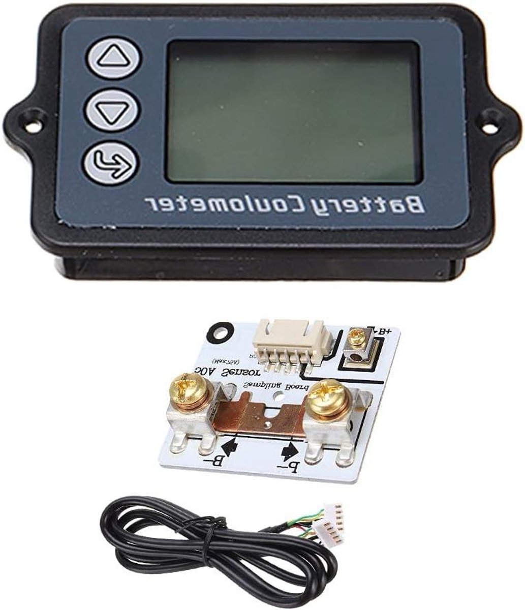 Coulomb Meetinstrument - Batterij Indicator - Accu Status Monitoren - Instelbare Volle/Lege Spanning - 5-50A 8-120V - Zwart