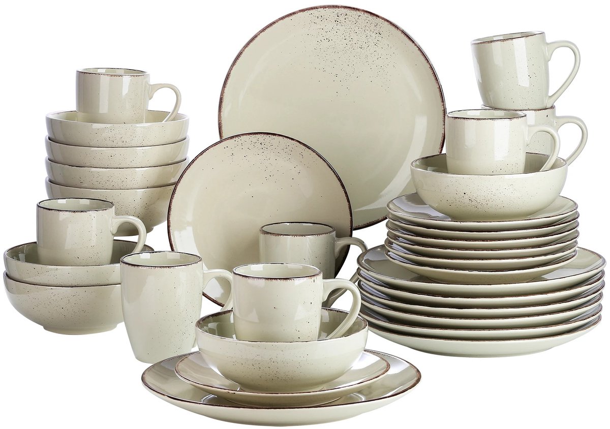 Innovastore Serviesset - Borden - Dinerborden - Dessertborden - Kommen - Pastabord - Porselein - 16 stuks - Ivoorwit